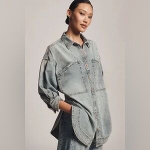 Pilcro Studded Denim Buttondown